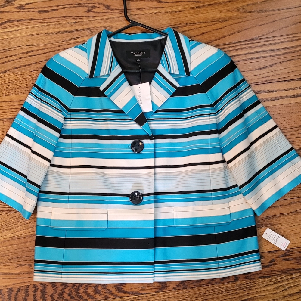 Talbots Blue Striped Jacket/Blazer